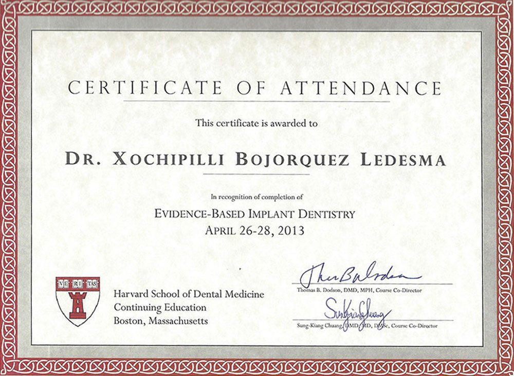 Xochipilli Harvard Certificate